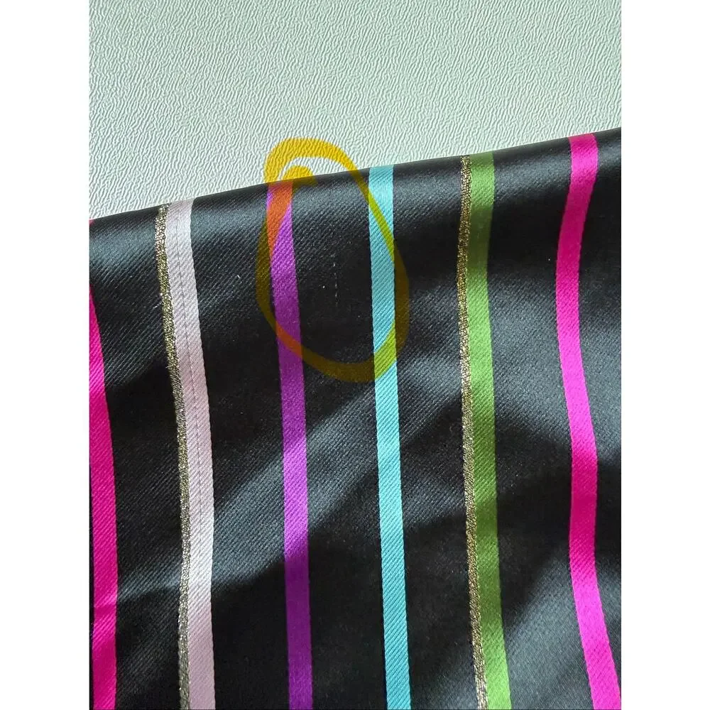 Kate Spade Women's Black Multi Party Stripe Tie-Neck Blouse Size XS
